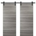 Sartodoors Double Grey 36x80 13' Rails Planum 0020 Ginger AshTop Mount Track Slider Set Closet Modern Core PLANUM20DB-GA-36